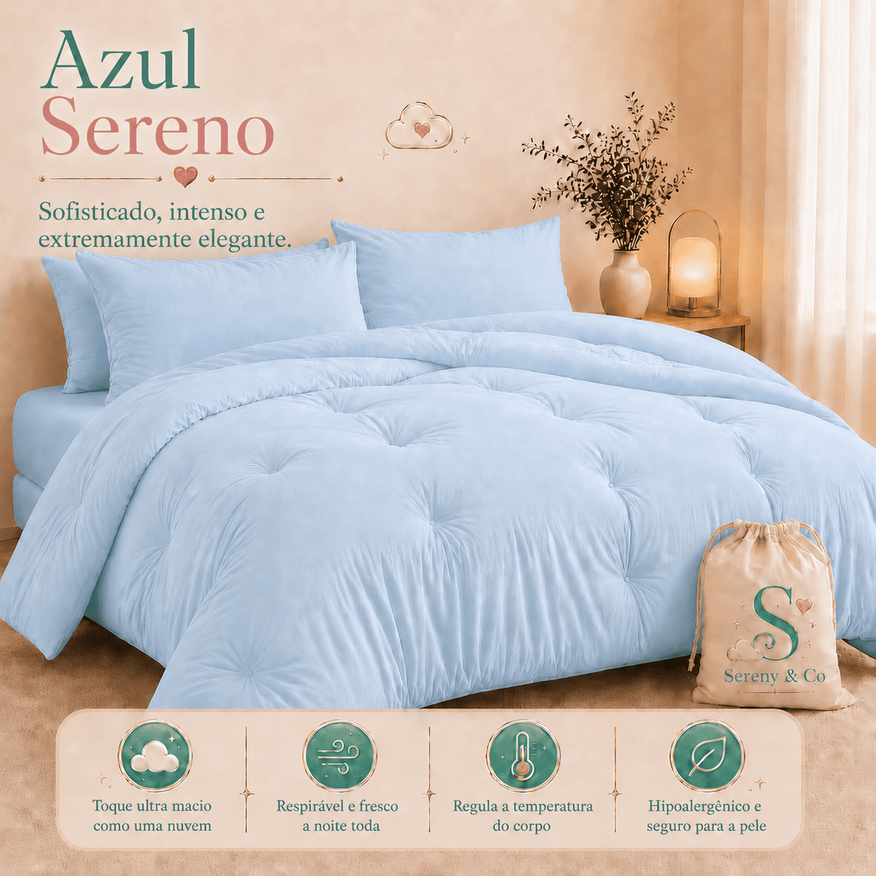 Edredom Sereny & Co Azul Sereno
