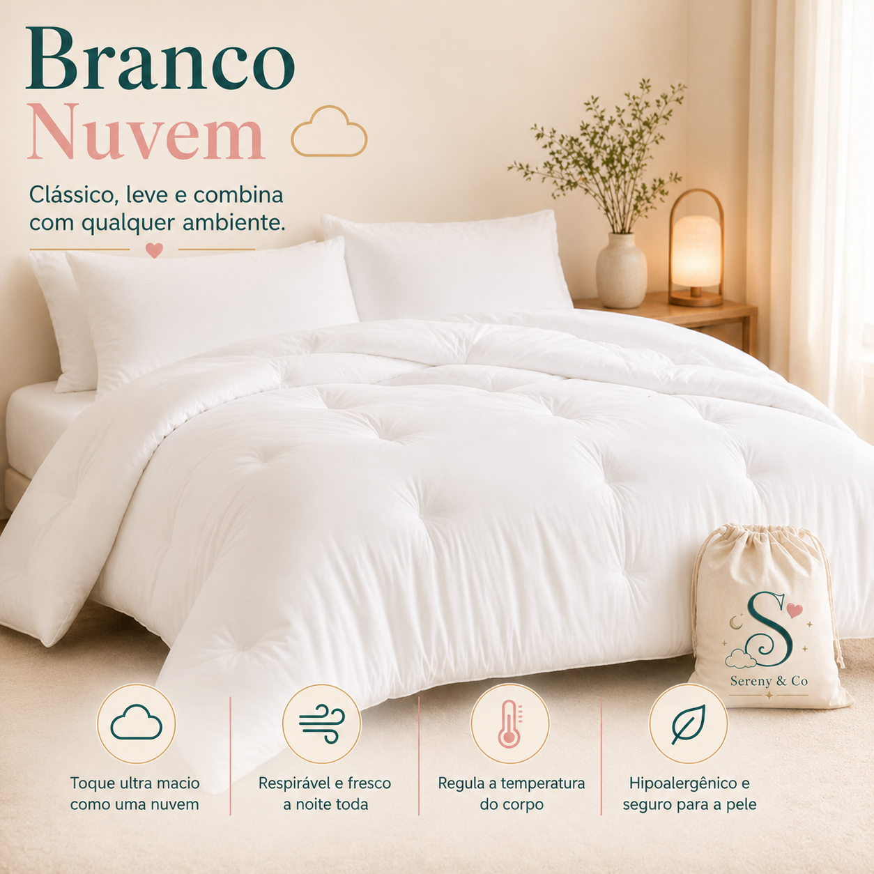 Edredom Sereny & Co Branco Nuvem