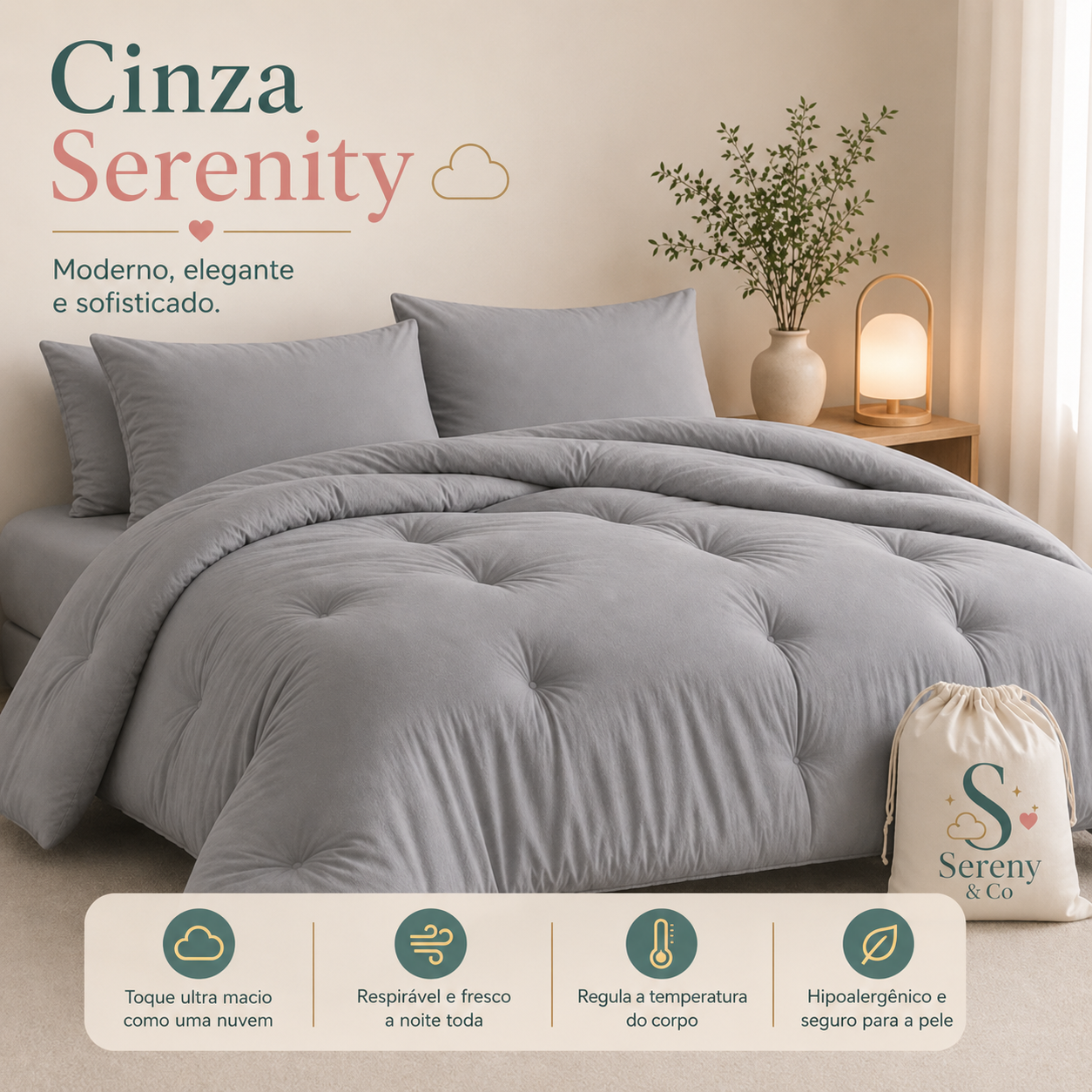 Edredom Sereny & Co Cinza Serenity