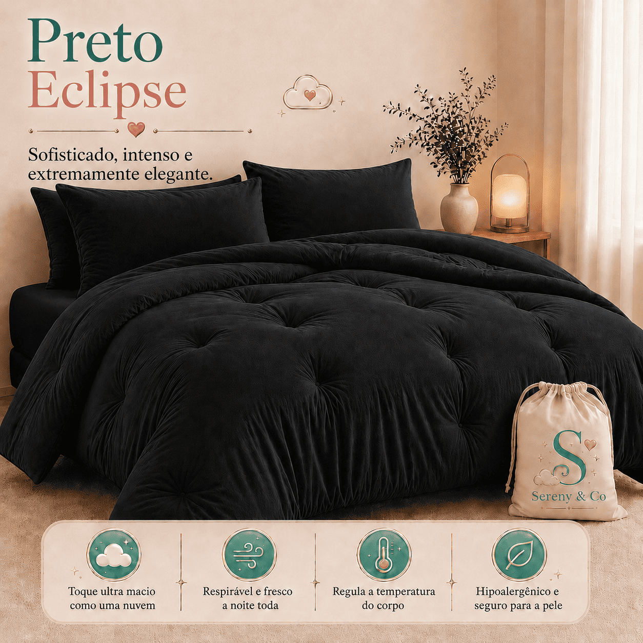 Edredom Sereny & Co Preto Eclipse